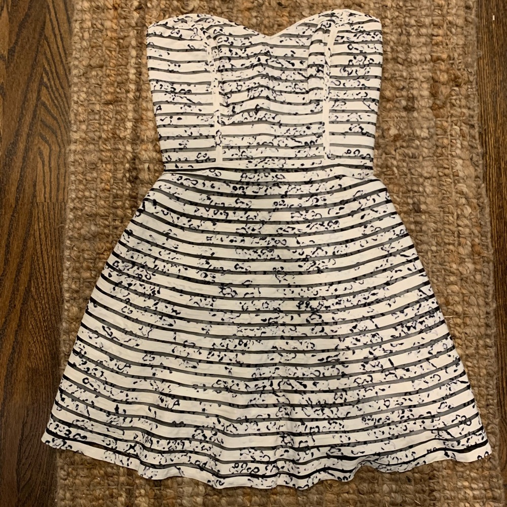Parker Strapless Black + White Dress